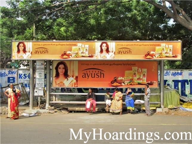 OOH Advertising Chennai, Bus Stop Advertising in Gandhi Nagar Hospital Opp Bus Stop, Hoardings Agency in Chennai